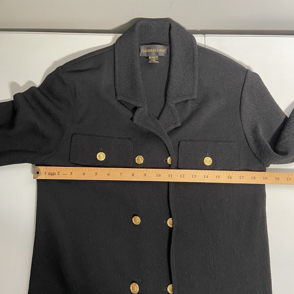 Classiques Entier Sweater Blazer XS Black Wool Military Gold Crest Buttons - Picture 6 of 9